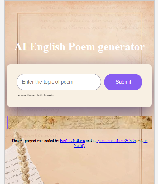 AI Poem Generator screenshot