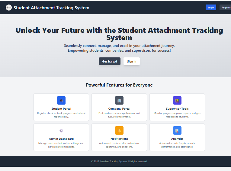 Student Attachment Tracking System screenshot